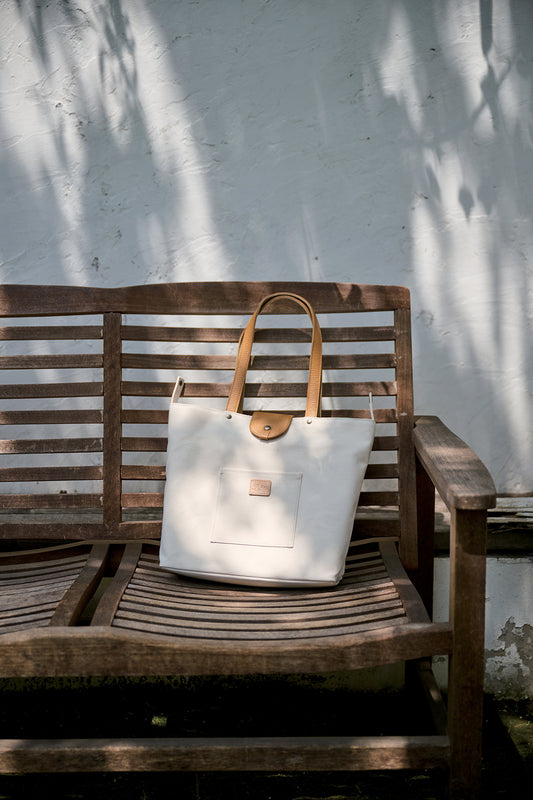 <Hal>倉敷産帆布x姫路レザー Aライントート<キナリ>