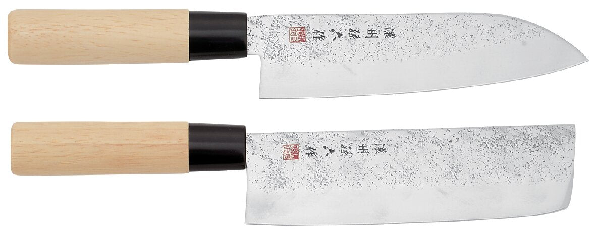 <Noshu Magoroku> Nashiji Santoku and Hagiri Japanese Knife Set