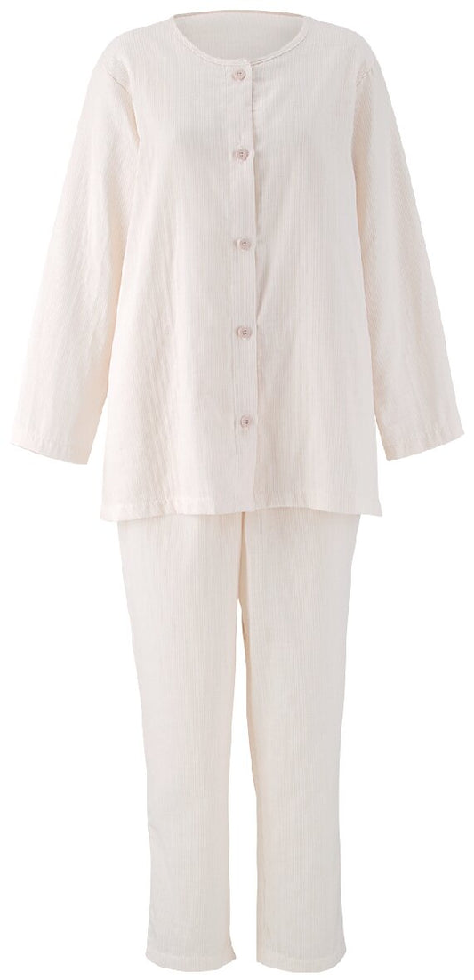 Gauze women's striped pajamas &lt;beige&gt;