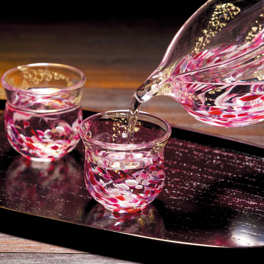Tsugaru Vidro Hanatsushi Flower Raft Sake Set