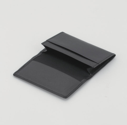 Hand-painted oiled leather business card holder (black)