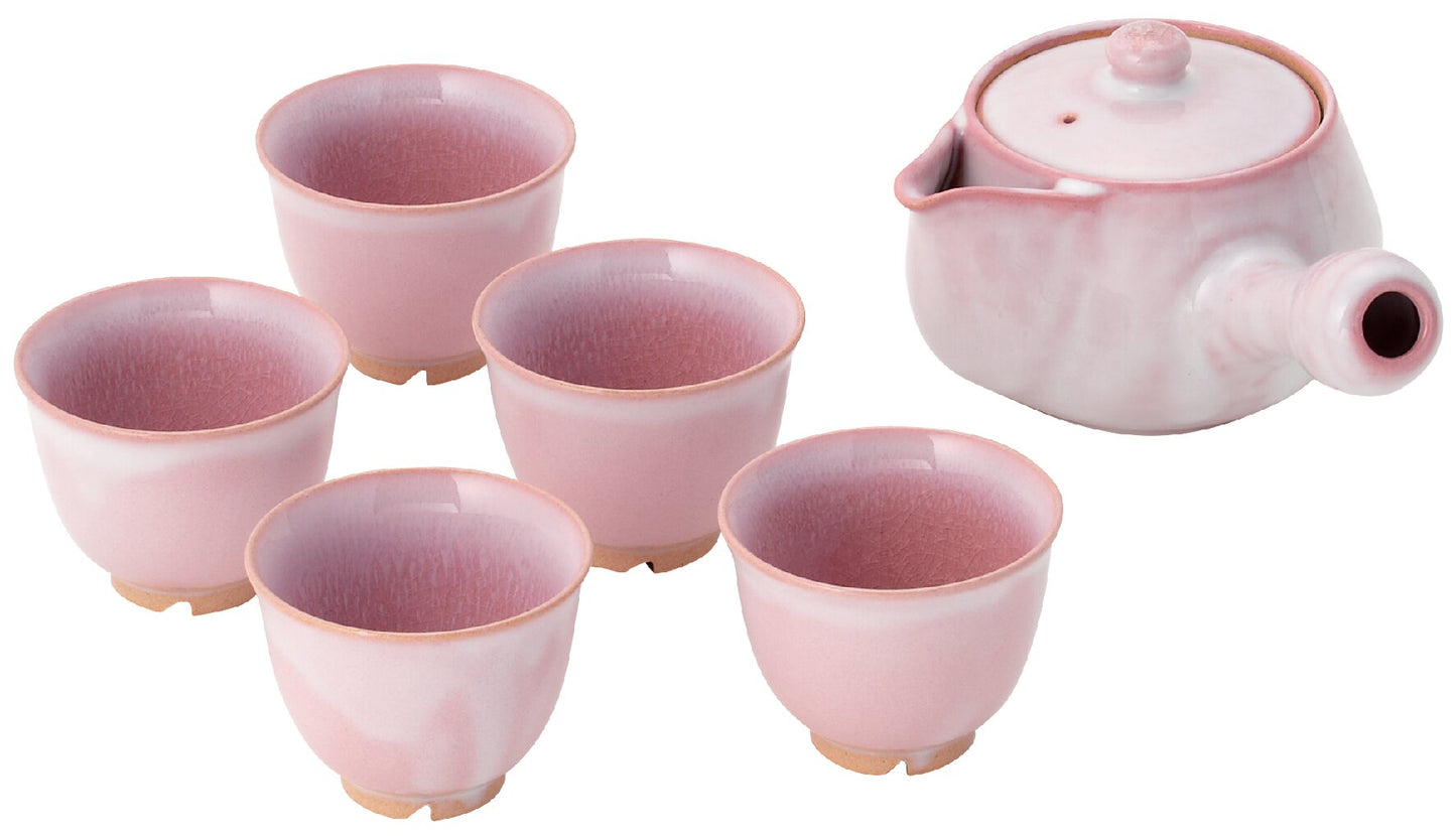 ＜Hagi ware＞ Tea utensil set ＜Peach color＞