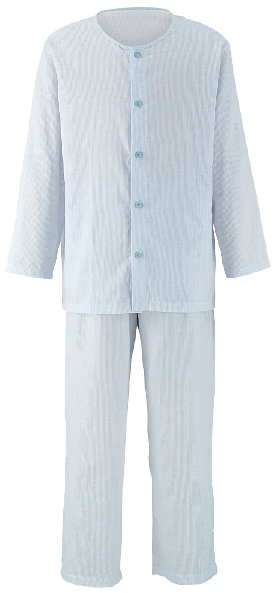 Gauze Men's Striped Pajamas (Blue)