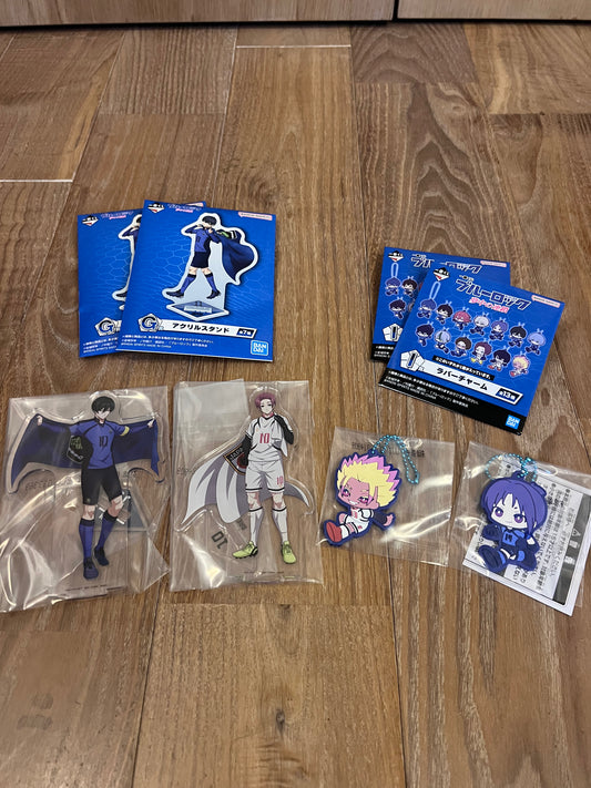 Ichiban Kuji Blue Rock Dream Chain G Prize 2 acrylic stands (ITOSHI RIN/ITOSHI SAE) I Prize 2 rubber charms (SHIDO RYUSEI/MIKAGE REO)